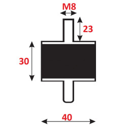 Silentblok 40x30mm M8x23
