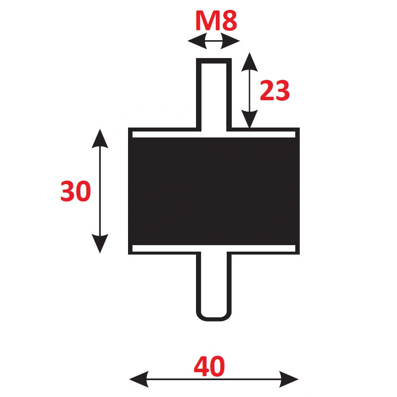 Silentblok 40x30mm M8x23