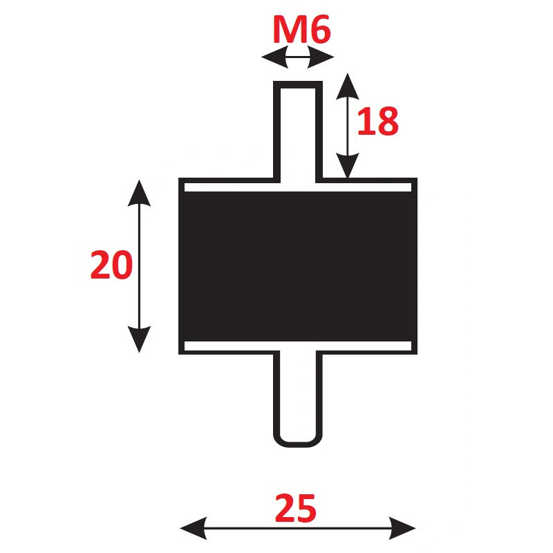 Silentblok 25x20 M6x18